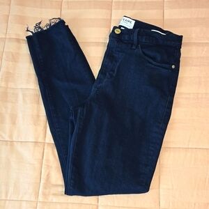 Frame Le High Skinny dark blue jeans raw edge hem size 30 (US size 10)